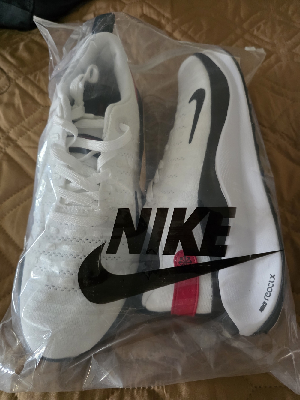Nike Womens White Sneakers with Black and Red Accents